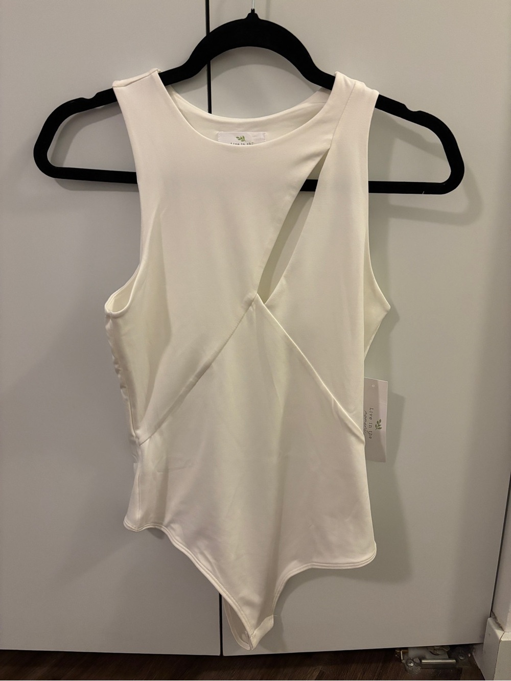 Women’s White Asymmetric Cutout Bodysuit